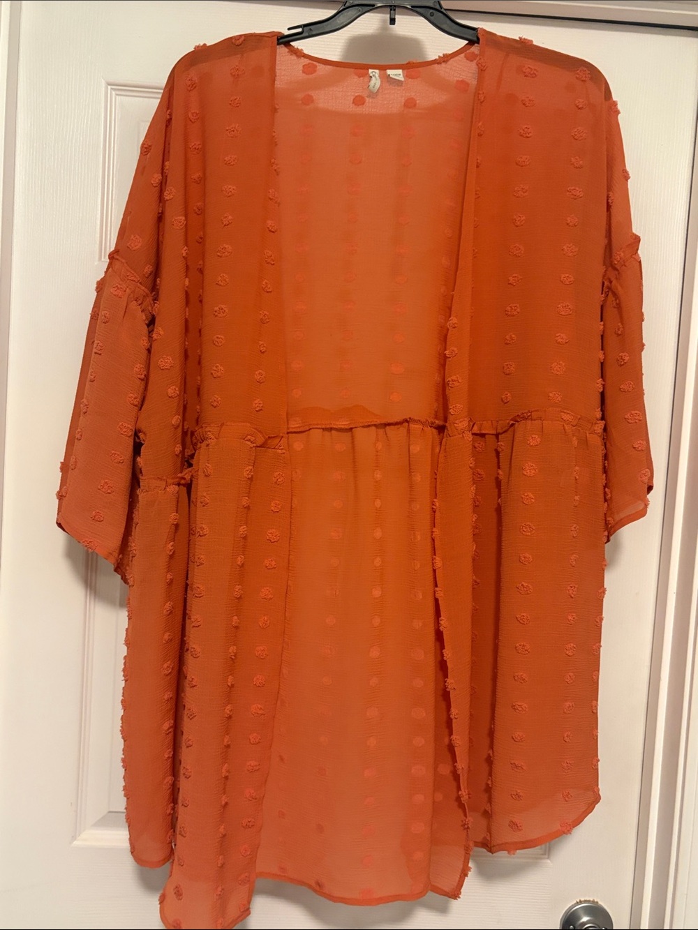 2/$10 Cato Sheer Dot Kimono Cardigan burnt Orange